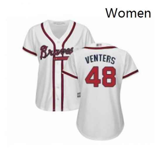 Womens Atlanta Braves 48 Jonny Venters Replica White Home Cool Base Baseball Jersey